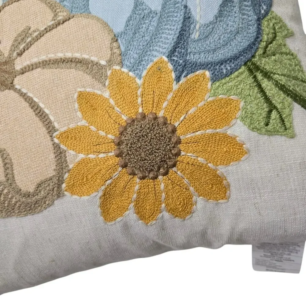 Harvest Pumpkin Sunflower Throw Pillow 18x18 Cottagecore Fall Autumn Farmhouse